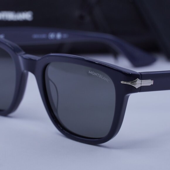 Montblanc MB0302S 004 Square Sunglasses - Blue/Grey - Picture 2 of 11